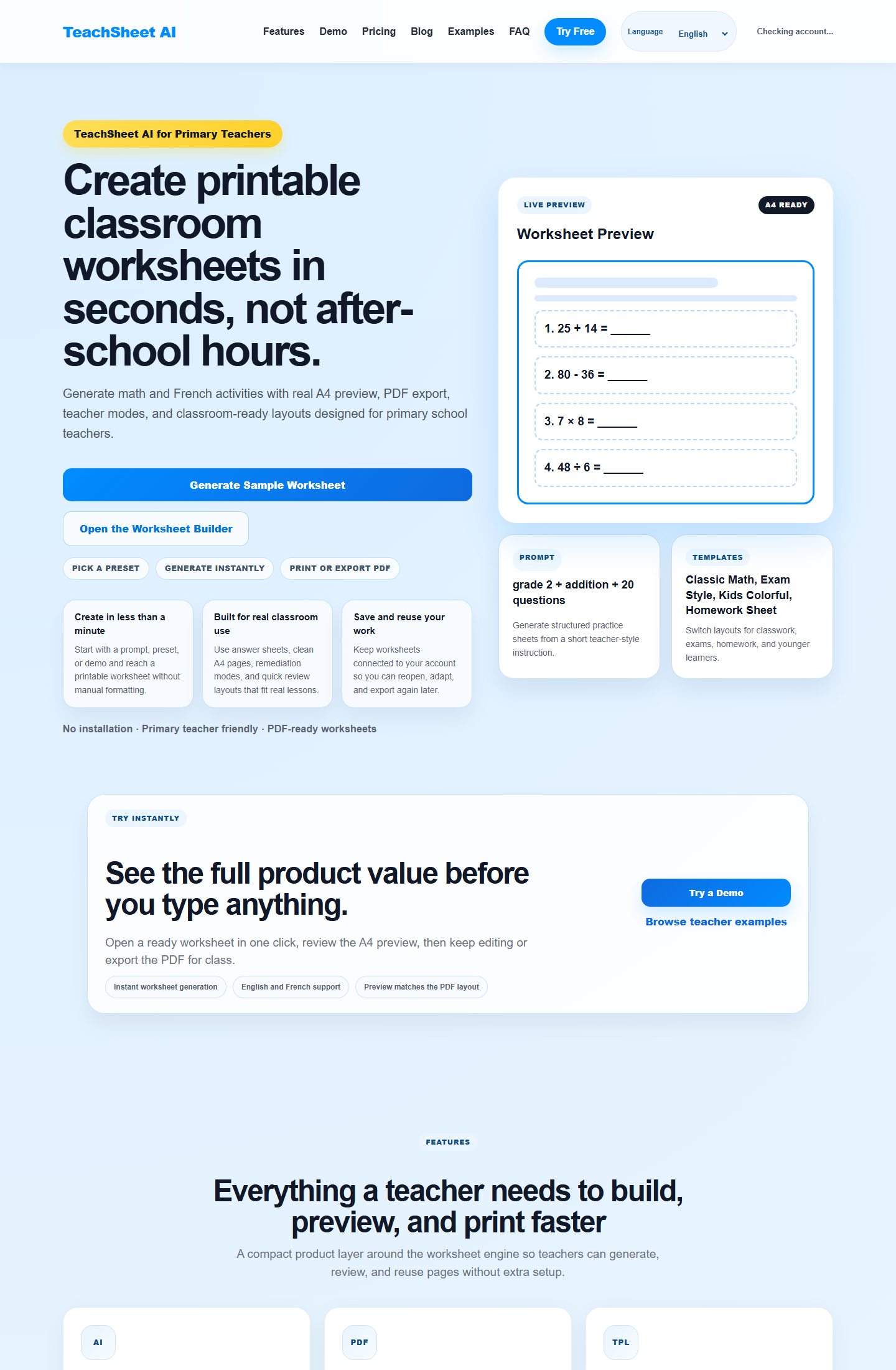 TeachSheet AI evidence preview